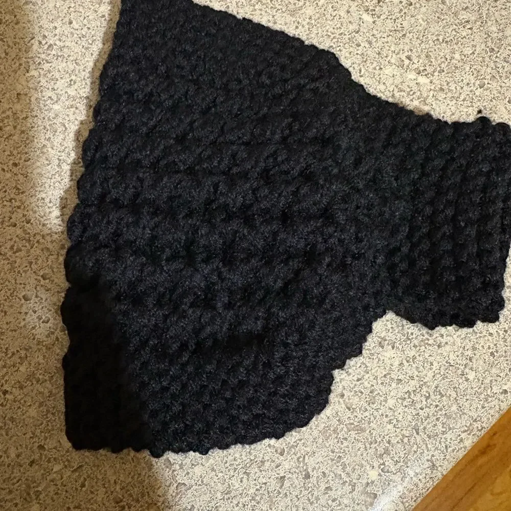 Handmade Black Knit Scarf